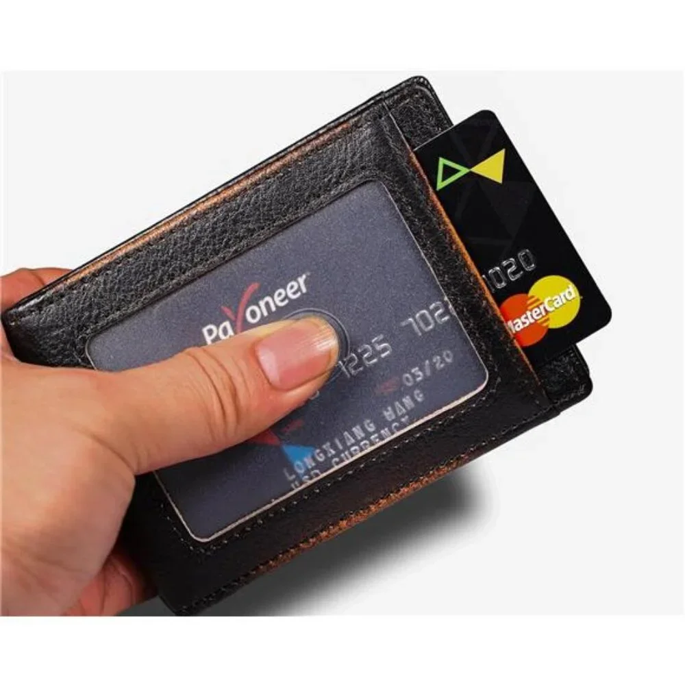 Skull Wallet for Men with Money Clip Genuine Leather Bifold RFID Blocking Mens